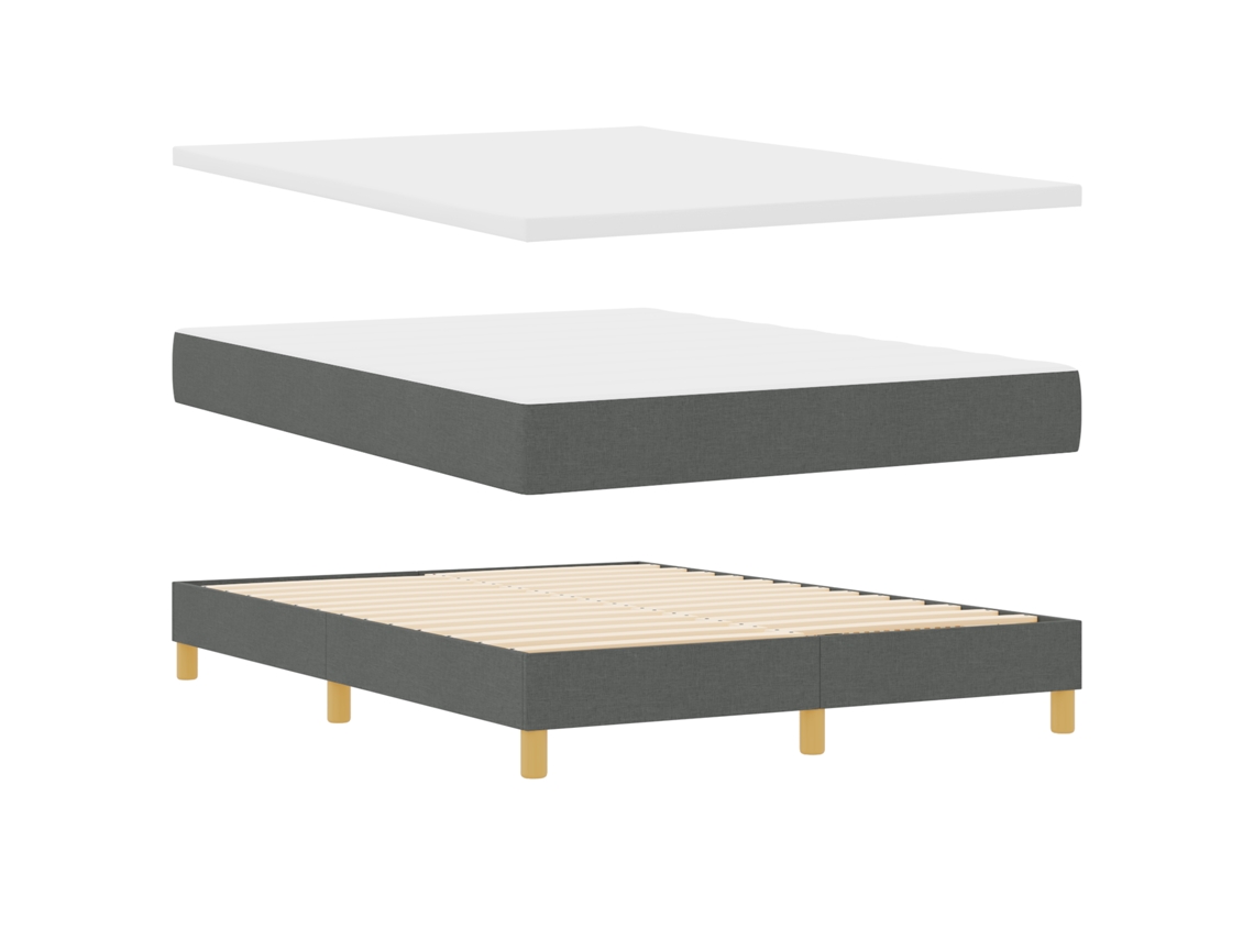 Conjunto 1 Cama Box Vidaxl Cinzento Tecido (140 X 200 Cm)