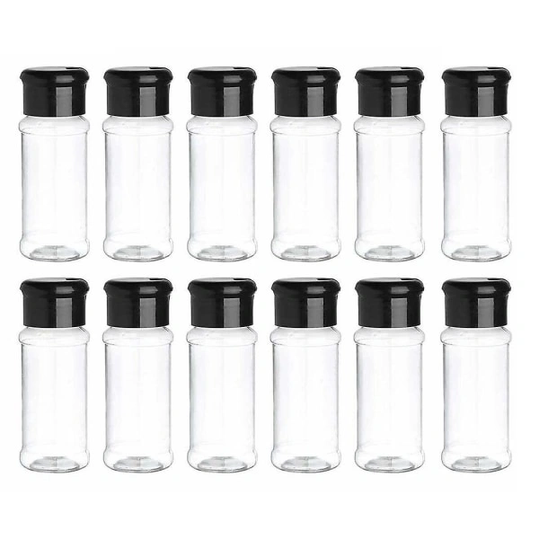 Conjunto De 12 Potes Herméticos, 100 Ml, Com Tampa, Transparente, Preto, Para Organização Doméstica Na Cozinha E Bancada