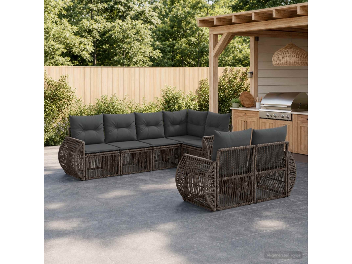 Vidaxl Conjunto De Sofá De Jardim 7 Unid. 7-número De Lugares