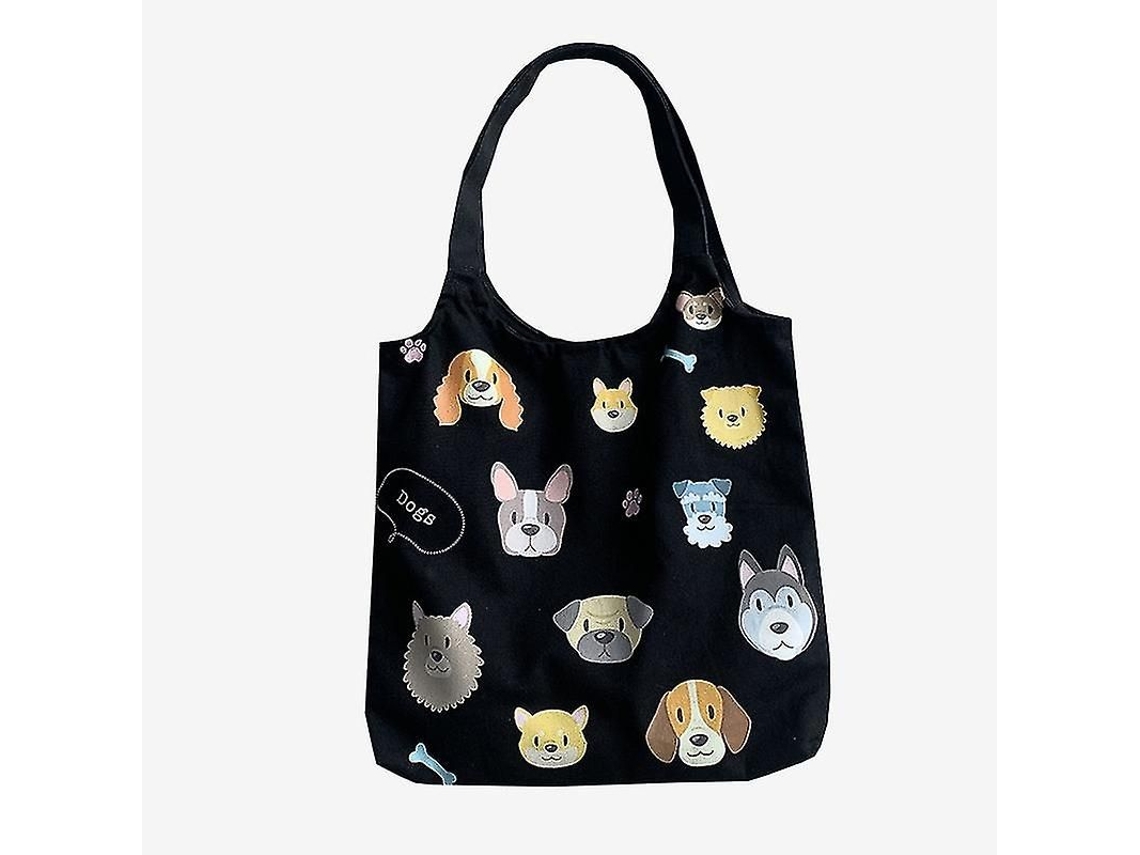 Sacola de Compras Reutilizável e Dobrável, Pacote com 1 Unidade, Estampa Fofa de Cachorro, em Nylon Compacto. GOKOCO