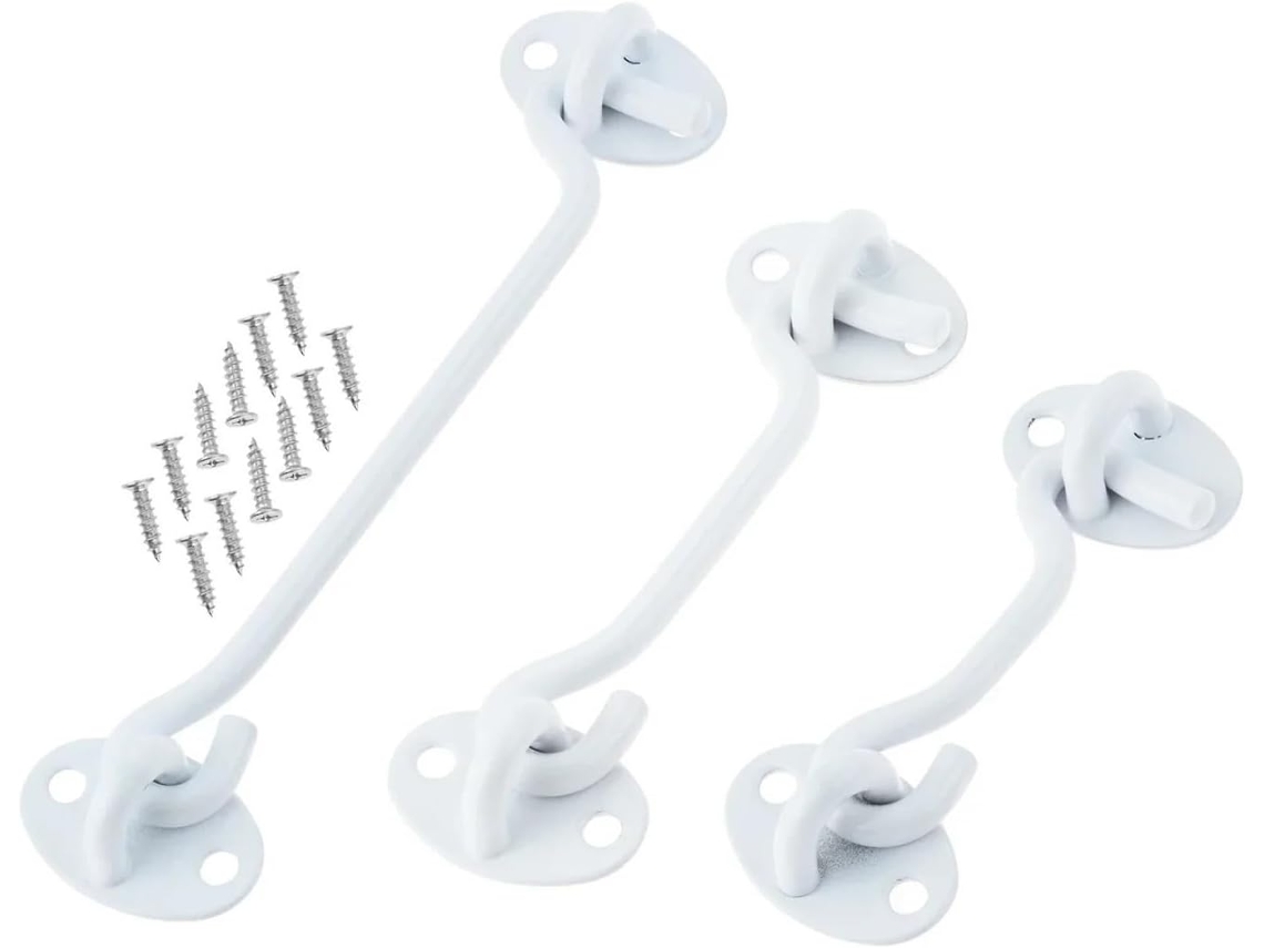 Fecho De Gancho E Olhal, Fecho De Gancho E Olhal Para Porta Cabine Em Aço Inoxidável Branco, Vários Tamanhos, 4 Peças