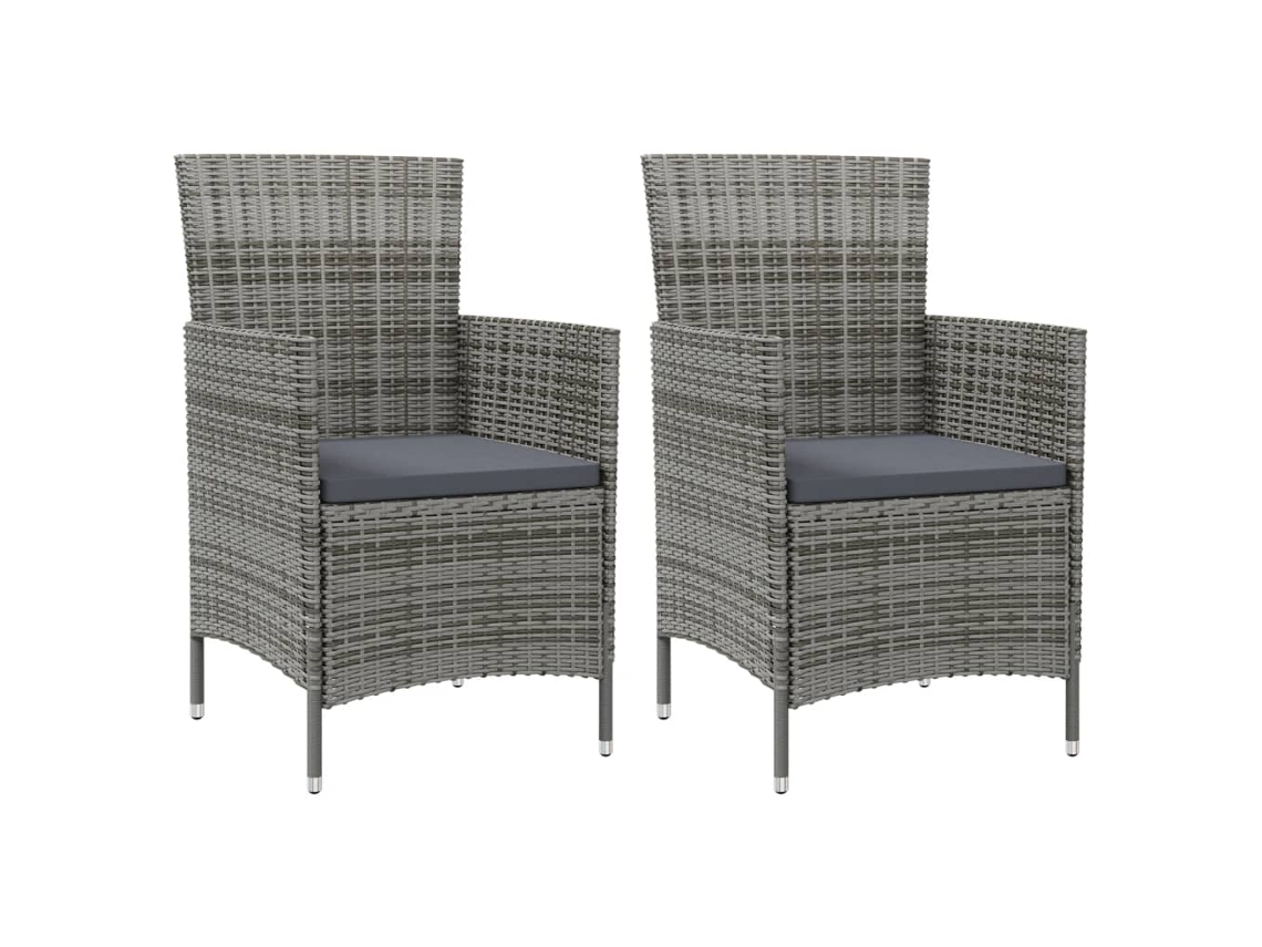 Cadeiras De Jardim C/ Almofadões 2 Pcs Vime Pe Cinzento Dkd Home Decor