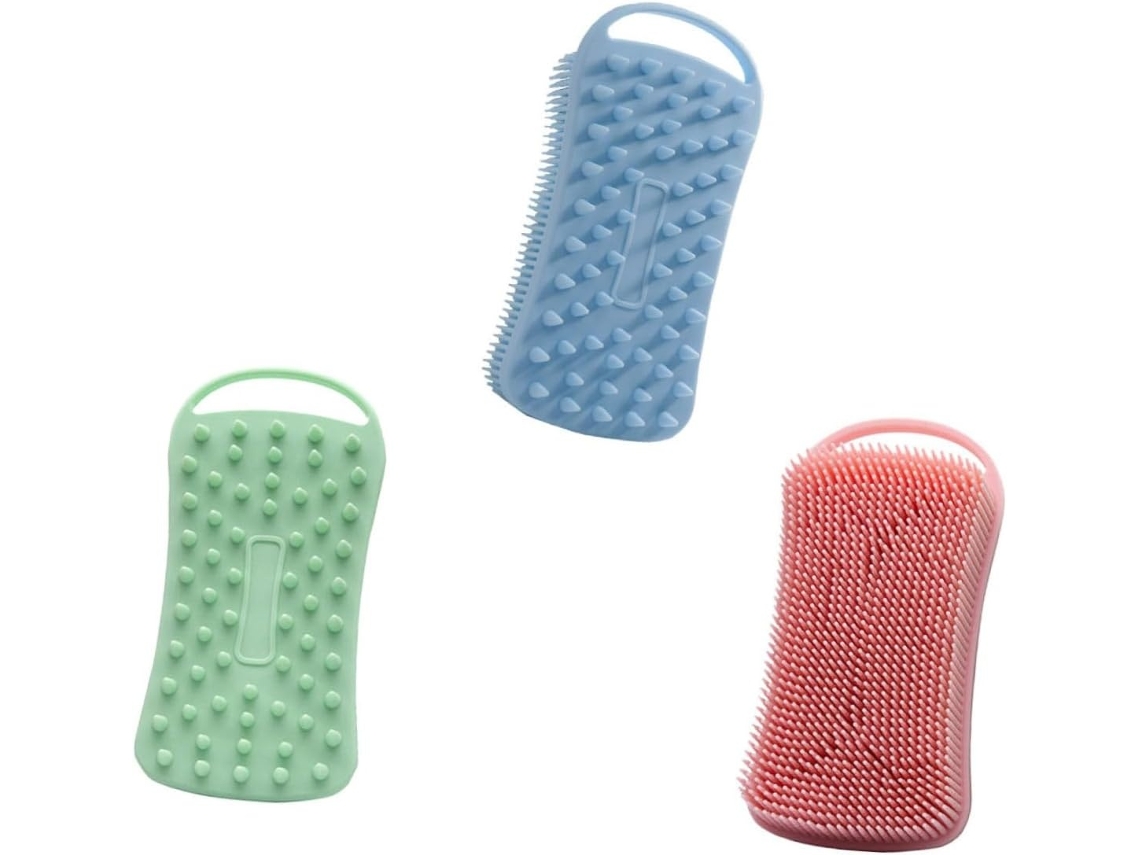 Lurelia Pack De 3 Escovas De Banho Para Bebé, Silicone Macio, Dupla Face E Portátil