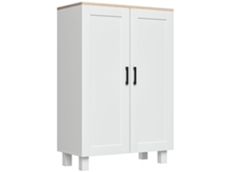 Armário de Sala de Estar Moderno Armário de Armazenamento com 2 Portas Prateleira Ajustável e Base Elevada 60x30x90 Cm Branco Ge