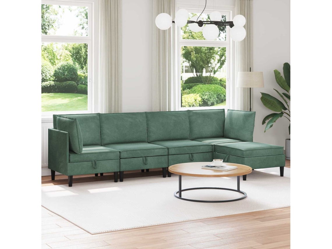 Vidaxl Conjunto De Móveis Para Sala De Estar 5 Unid. Verde Do Mar