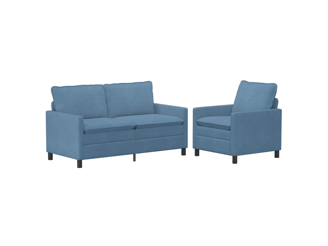 Conjunto de Sofás 2 Pcs Azul Tecido SYFAX