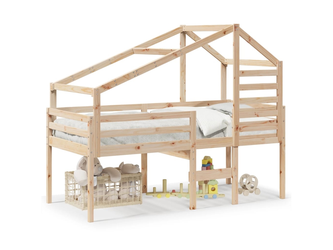 Cama Alta com Telhado 80x200 Cm Pinho Maciço MAISON EXCLUSIVE