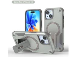 Capa Magsafe Iphone 15 Com Suporte, Carregamento Sem Fio, Proteção Antichoque, Dupla Camada Pctpu E Cantos Reforçados