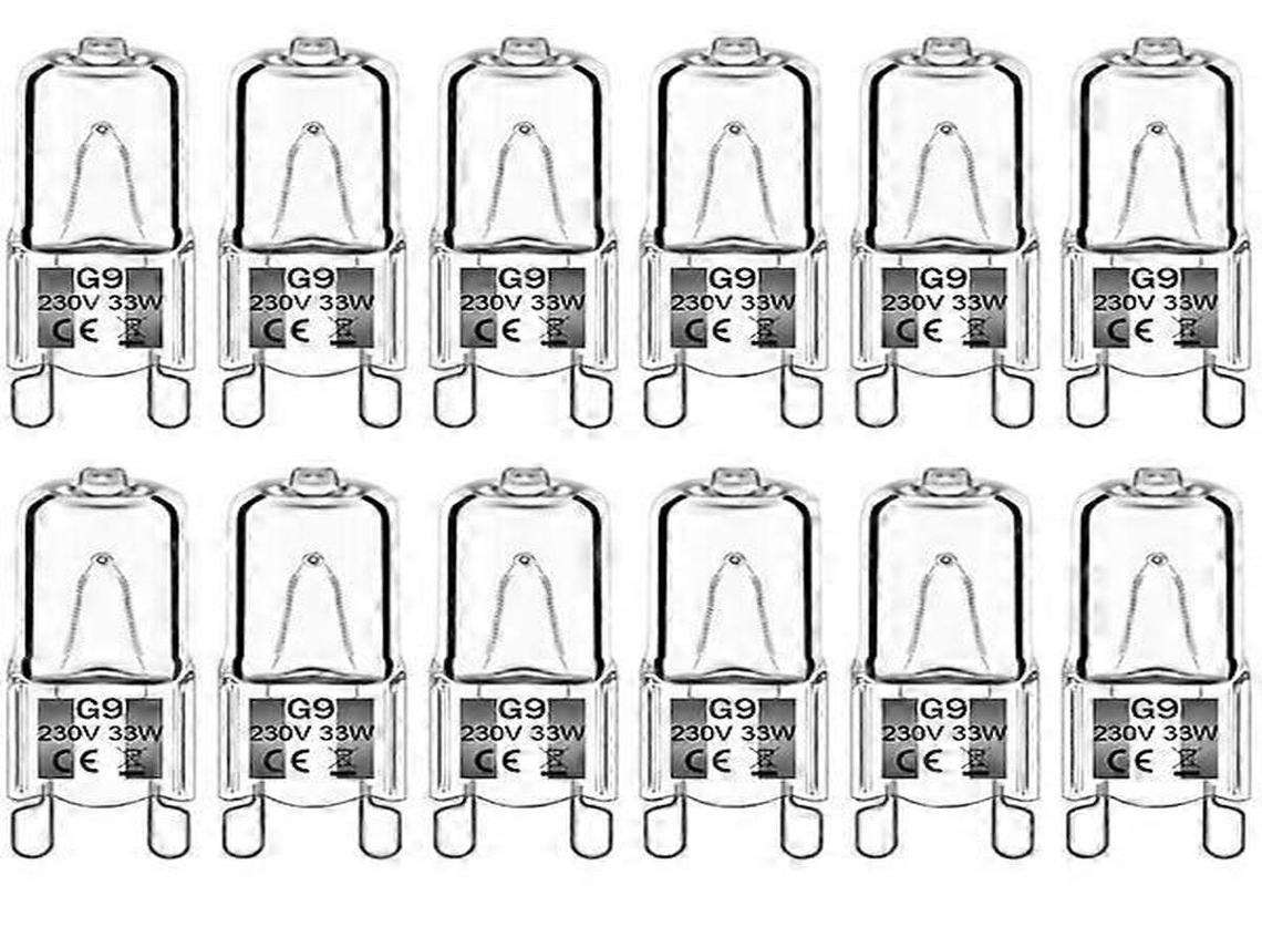Lurelia Pack De 12 Lâmpadas Halógenas G9 33w 230v 2800k 380lm, Branca Quente, Regulável, Sem Cintilação, Para Manchas