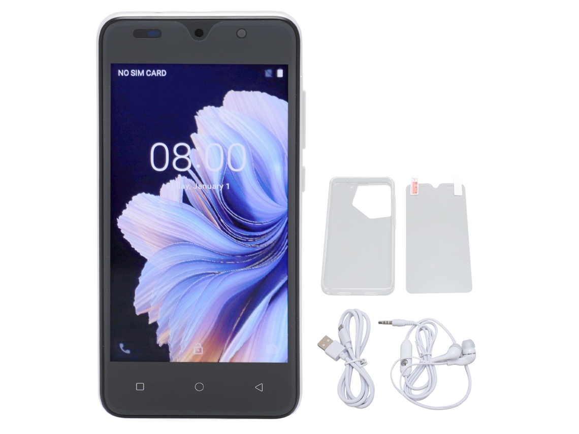 Mali smartphone Ultra Fino com Tela Hd 5.0 Polegadas Android 12 Face Recognition 4gb+32gb Mt6580m Branco