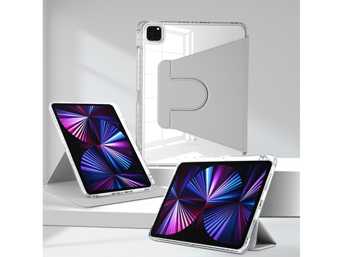 Capa Protetora Transparente Giratória Para Ipad Mini 6/7 Cinza. Tuotuo