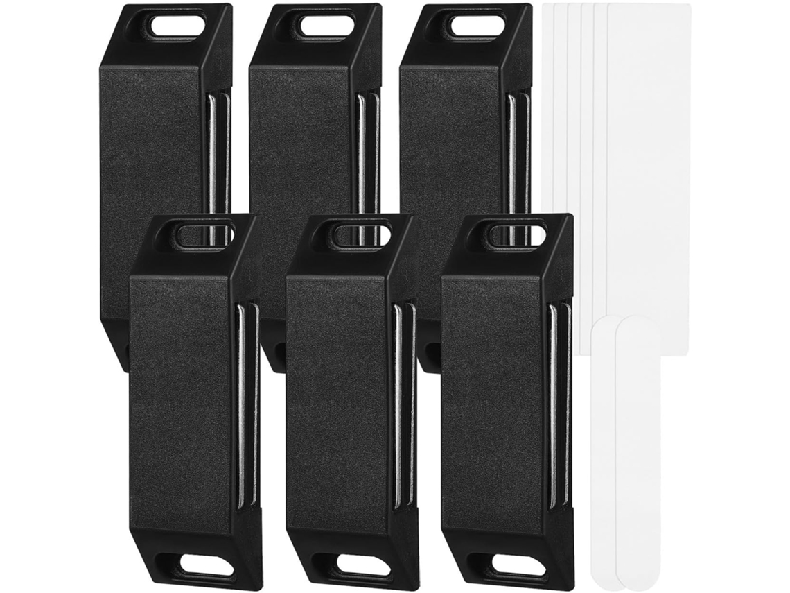 Conjunto De 6 Fechos Magnéticos Para Portas Armário, Em Abs Preto.