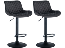 Conjunto de 2 bancos de bar Minosa preto/veludo CLP