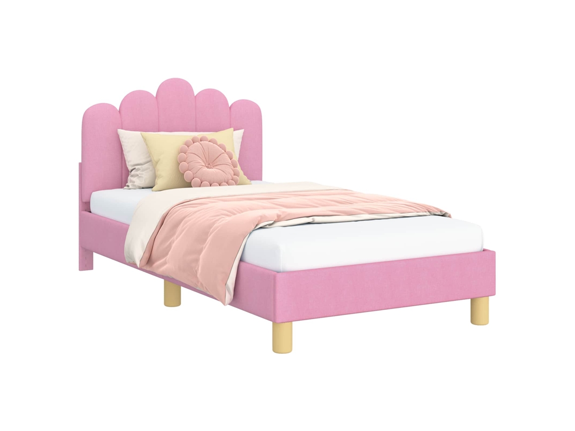 Cama De Solteiro | Camas Para Quarto | Estrutura De Cama Infantil Com Cabeceira Rosa 80 X 160 Cm