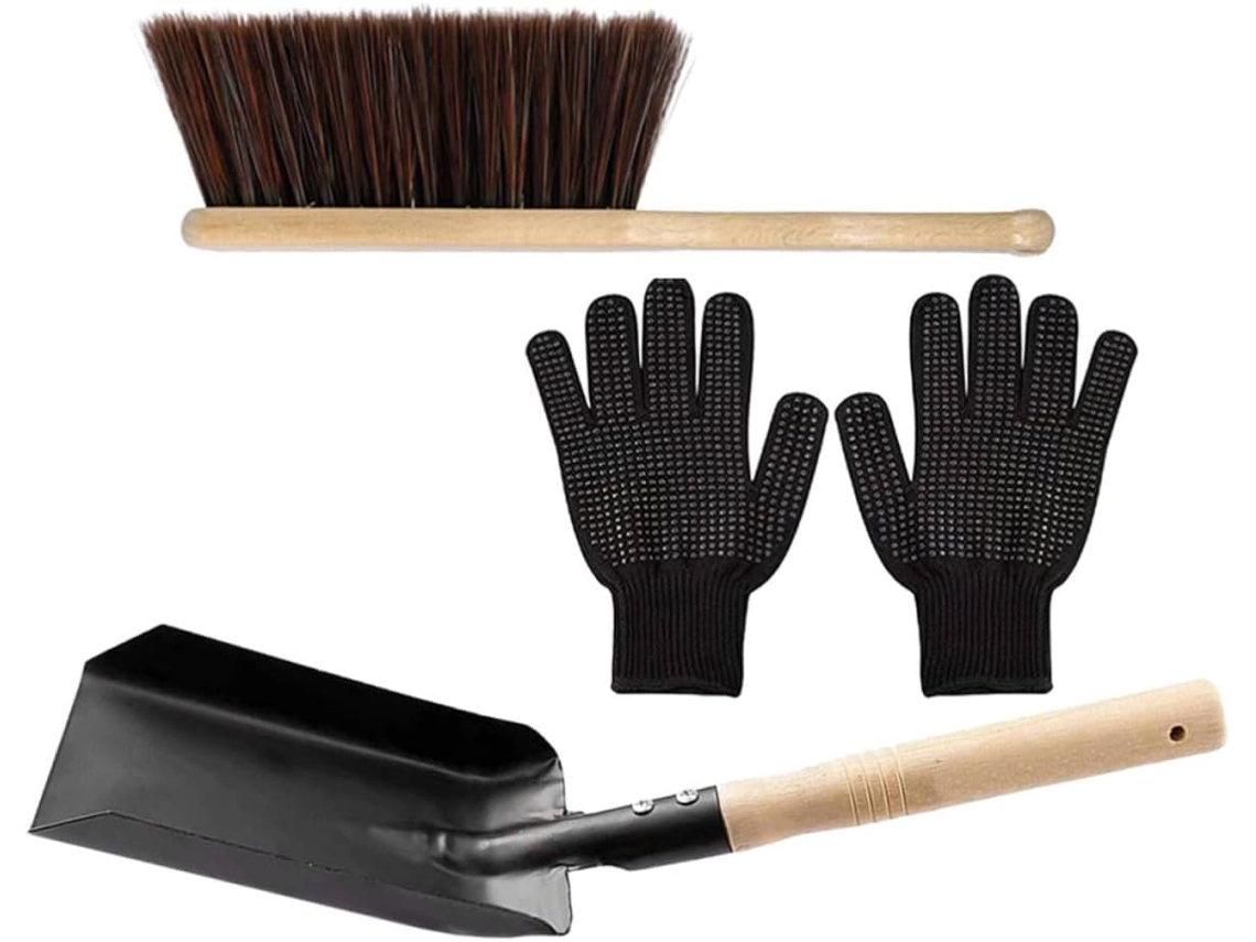 Conjunto De Limpeza Em Aço, Pá De Carbono E Madeira, Confortável E Fácil De Usar.