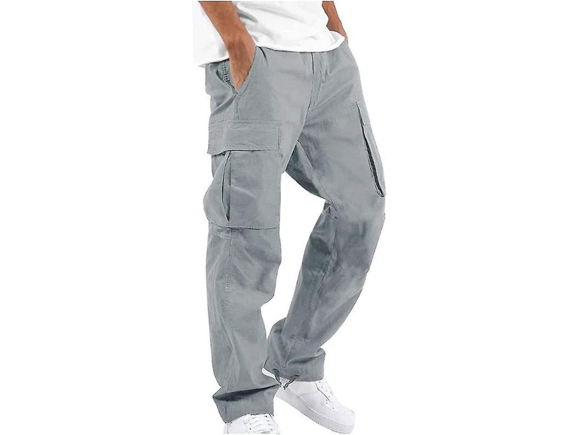 2026 pantalones Hombre Casual Deportivos de Tejido Elástico Con Bolsillos para Ocio Y Deporte Al Aire Libre M Gris