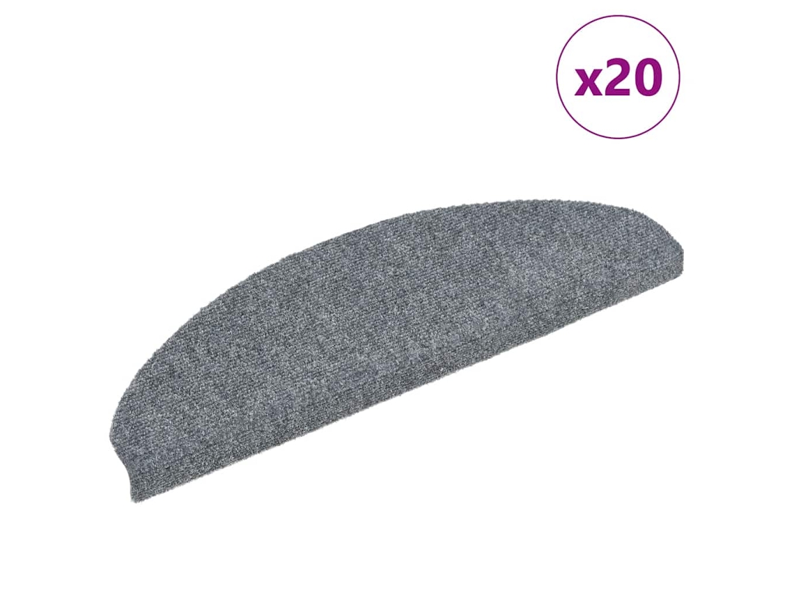 Vidaxl Tapetes De Escada Autoadesivos 20 Peças 65x21x4 Cm Cinza Claro Semicircular Grande