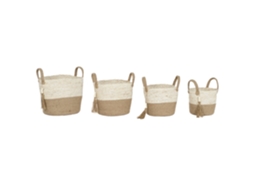 Conjunto de 4 Cestos de Juta Trançada para Milho com Alças, 40x40x41cm ALEXANDRA HOUSE LIVING