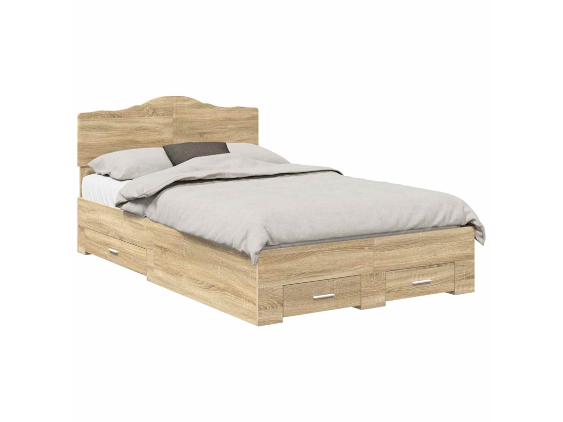 Estrutura da Cama com Cabeceira Carvalho Sonoma 135x190 cm MAISON EXCLUSIVE