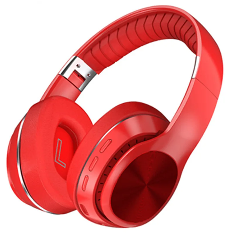 (vermelho) Fone De Ouvido Sem Fio Bluetooth 5.0 Com Estéreo, Entrada Para Cartão Tf E Interface Aux.