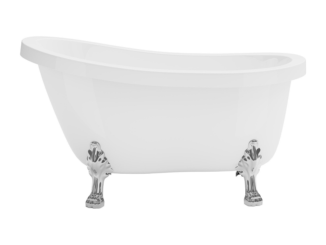 Banheira Externa Retro com Pés de Leão Prateados 171 L 145 x 74 x 77 cm Branco Nisos SHOWER & DESIGN