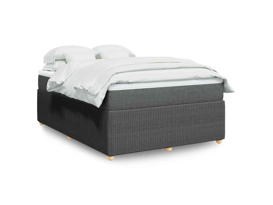Vidaxl Cama Com Molas/colchão 160x200 Cm Tecido Cinzento-escuro