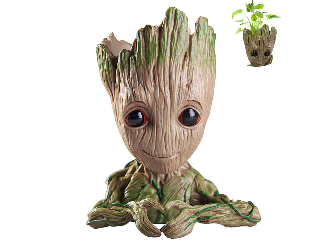 Charme Dos Guardiões Decoração De Mesa Eu Sou Groot, Porta Canetas Versátil E Vaso De Flores, Design Adorável Em Pvc Ecológico, Tamanho De 12 Cm, P