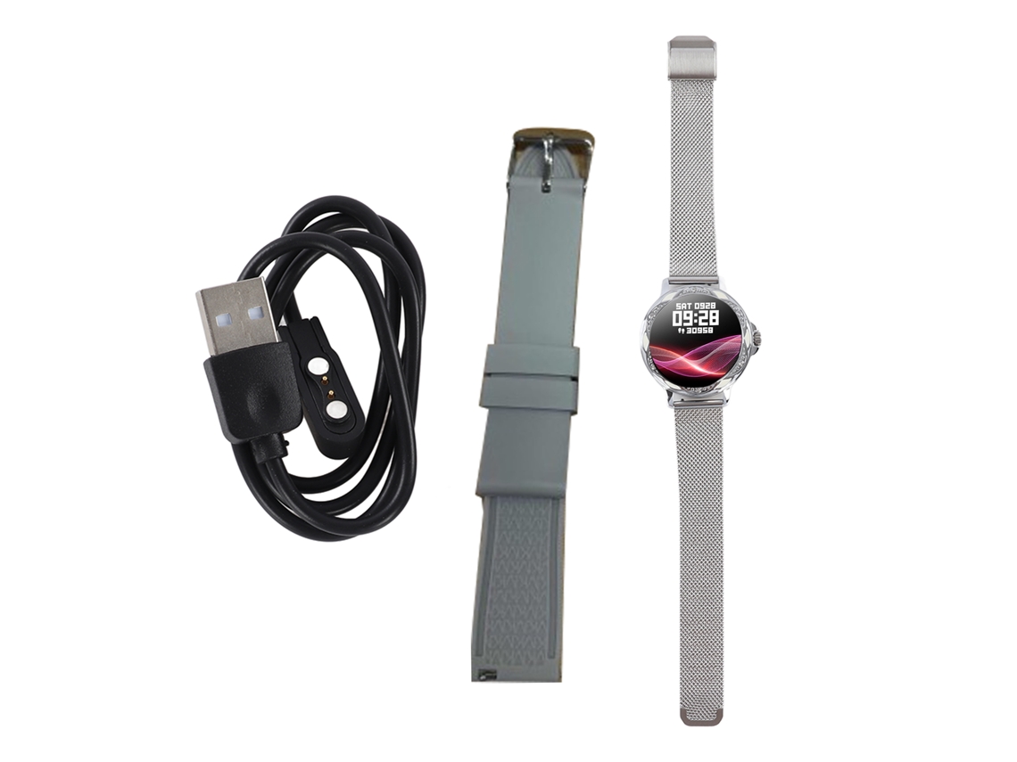 Smartwatch Feminino 1.2 Polegadas Tactic Fabric Sound Monitor Calorie Counter Smartwatch Prata