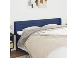 Vidaxl Cabeceira De Cama C/ Abas Tecido 203x16x78/88 Cm Azul