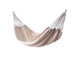 Hammock Duplo Bege 100x130cm de Algodão e Poliéster Resistente a Até 300kg com Straps de Náilon e Bolsa Portátil