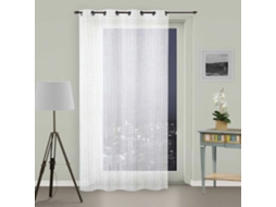 Soleil D'ocre Cortina Transparente Com Ilhó Maélis - 135x250 Cm - Branco E Cinza