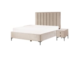 Conjunto De Dormitorio Beliani Sezanne De Terciopelo Beige 150x215x142