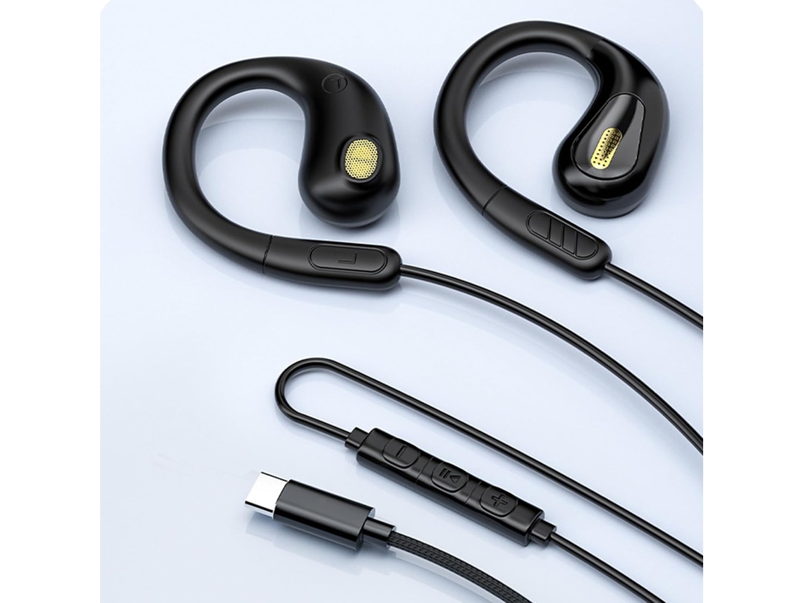 Couteurs Filaires Usb - C Com Microfone E Comandos Integrados, Écouteurs Supra - Auriculaires Com Crochets D '