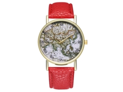 Relógio de casal de quartzo com pulseira de PU e numerais romanos (vermelho)
