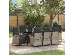 Vidaxl Conjunto De Jantar Para Jardim 9 Pcs Cinzento-claro Vime Pe
