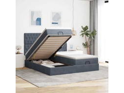 Vidaxl Estrutura Cama Otomana Colchões 160x200 Cm Cinzento Escuro
