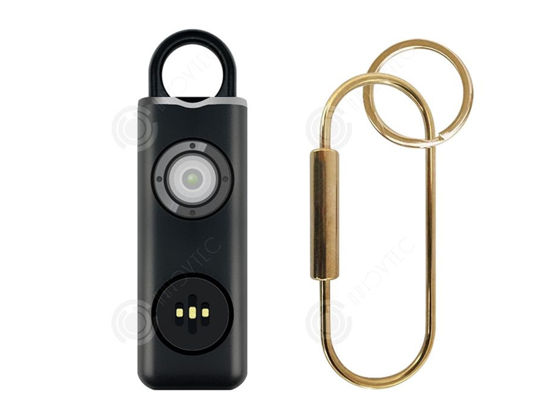 Inn Alarme Pessoal 130db Preta Com Mosquetão Luzes E Buzzers Portátil Recarregável Durável Sirene De Segurança Pessoal Innovtec