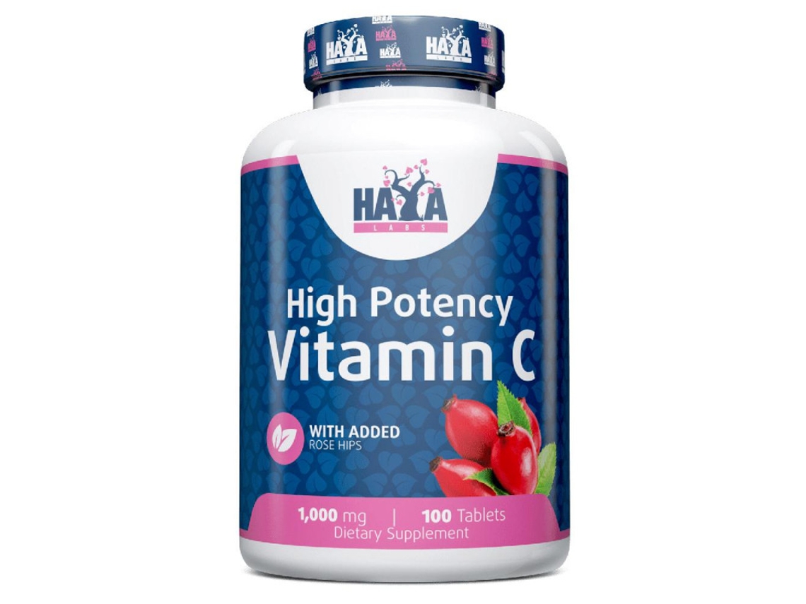 High Potency Vitamin C 1,000mg With Rose Hips - 100 Comprimidos De Haya Labs