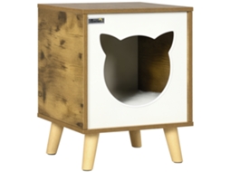 Casa De Madeira Para Gatos Caverna Para Gatos Com Almofada Lavável E Pés Elevados 34x34x44, Cm Marrom