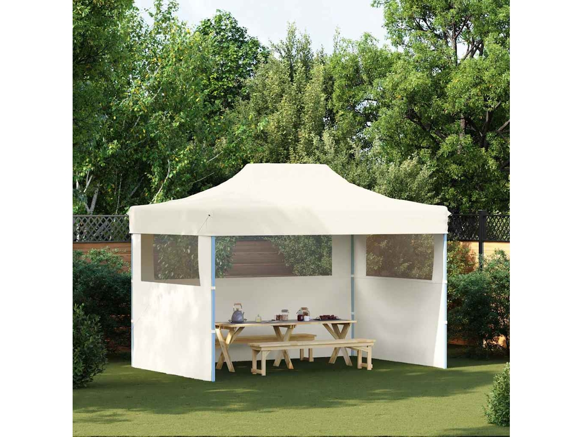 Vidaxl Tenda Dobrável Profissional Festas 3 Paredes 3x4m Aço Cor Creme