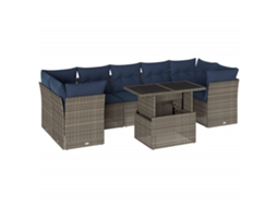 Conjunto de Sofá de Jardim, 8 Peças, Almofadas, Rattan Cinza MAISON EXCLUSIVE