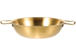Panela Coreana Para Ramen De 24 Cm Em Aço Inoxidável Dourado, Com Alça Dupla, Ideal Para Cozinhar Em Gokoco