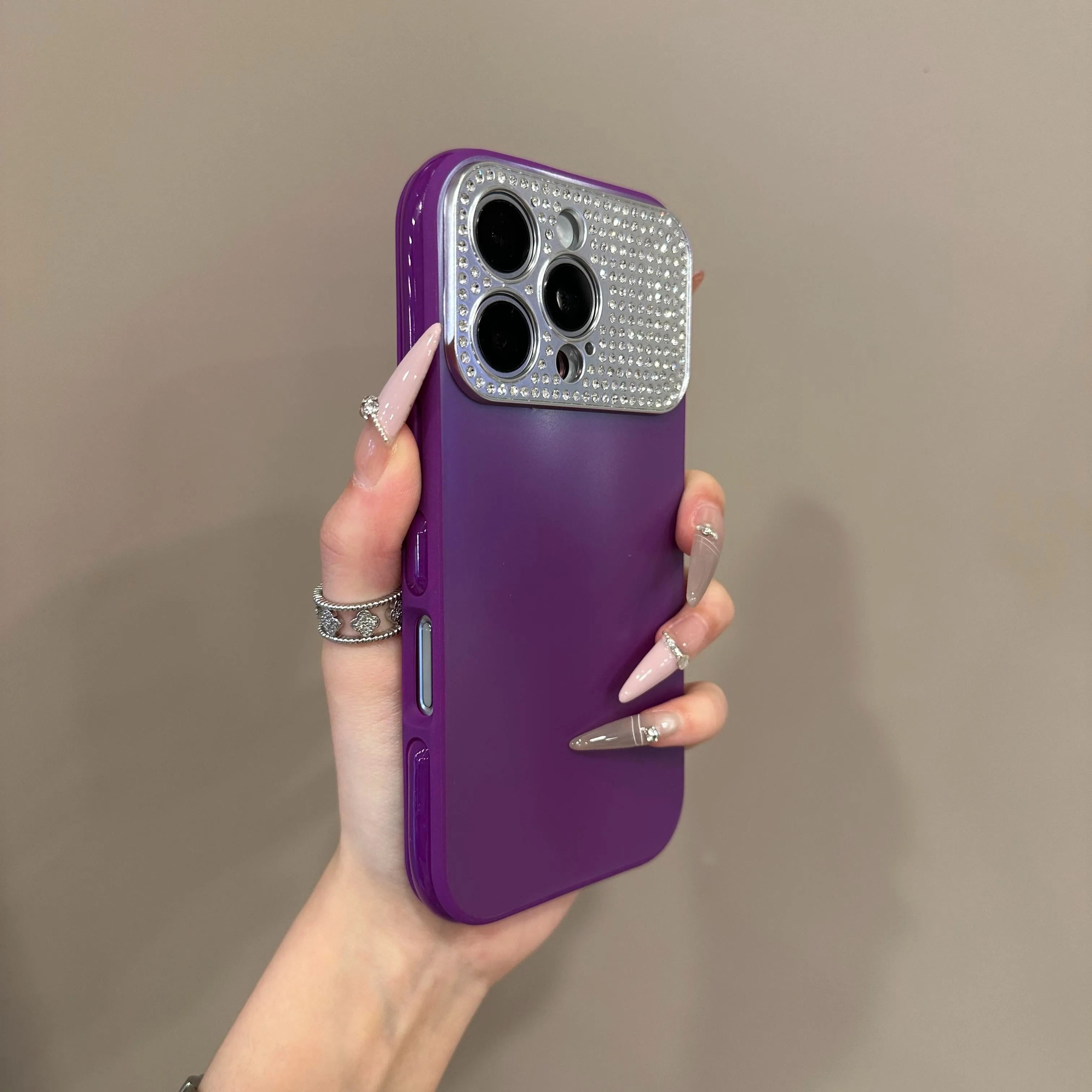 Capa Protetora Para Câmera Com Diamantes Brilhantes (roxa) Para Iphone 12 Pro Max