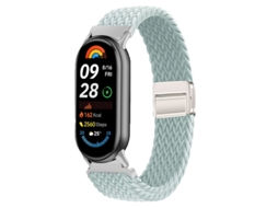 Pulseira elástica de nylon com fecho magnético de 14 mm para Xiaomi Mi Band 10 9 8nfc, conector verde menta.