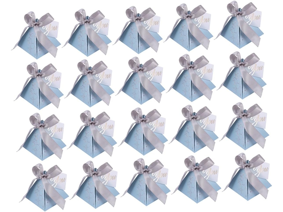 20-caixas De Papel Triangulares Azuis Para Doces, Design Prático Para Lembrancinhas De Casamento E Festas