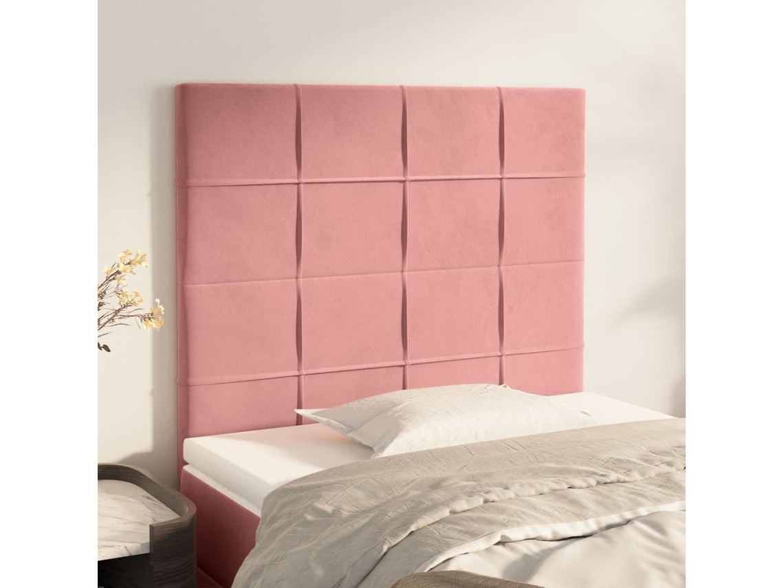 Vidaxl Cabeceira Rosa 90x5x118/128 Cm Veludo