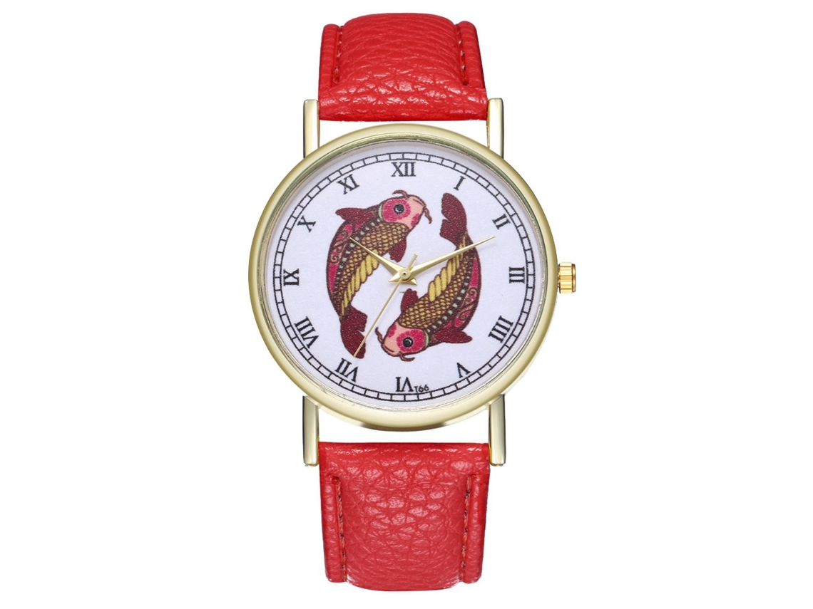 Relógio de pulso analógico em aço, quartzo, moderno, casual, presente, vermelho T66-a