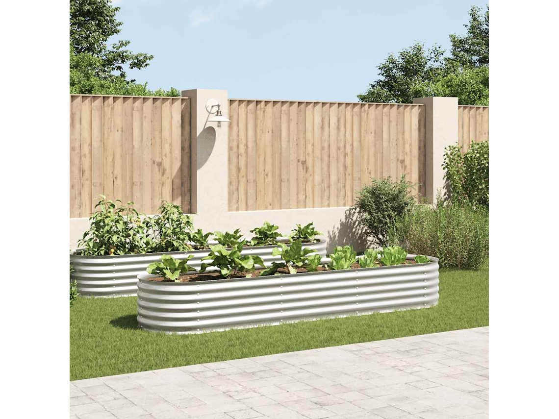 Vidaxl Canteiro Elevado De Jardim Aço Galvanizado 320x80x44cm Prateado