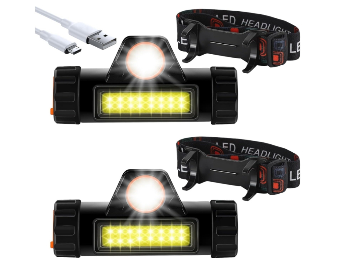 Farol Recarregável 2 Pacotes Farol Led Ultrabrilhante e Leve com 2 Modos de Iluminação Farol Led Farol À Prova D'Água Preto BISBISOUS VIGA EUROPE