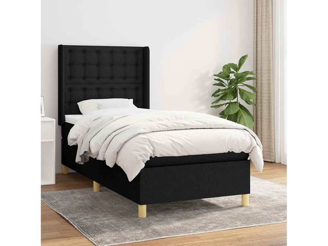 Vidaxl Cama Com Molas/colchão 100x200 Cm Tecido Preto
